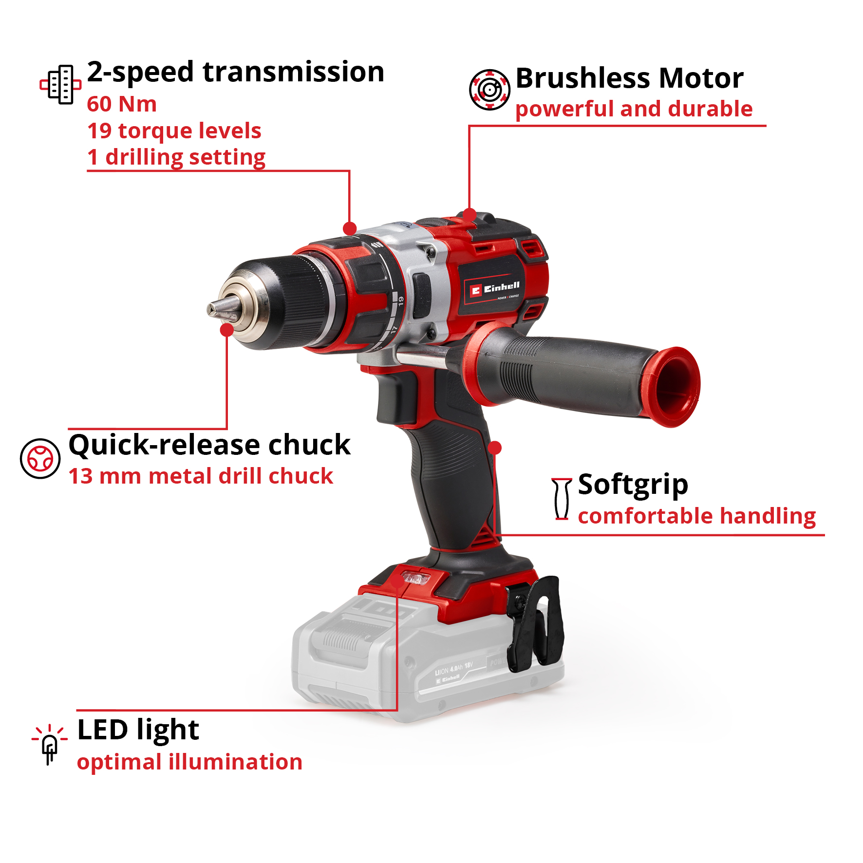 Skruvdragare Einhell TE-CD 18 Li BL Solo