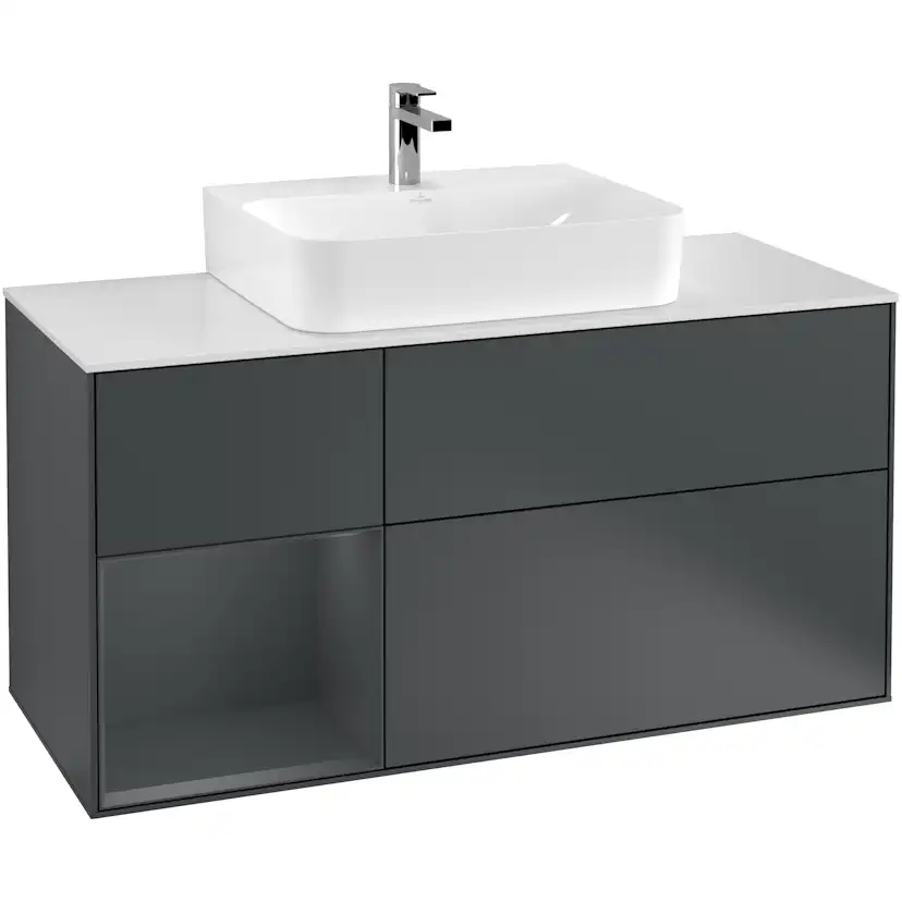 Tvättställsskåp Villeroy & Boch Finion med 3 Lådor Hylla och Bänkskiva för Centrerat Tvättställ