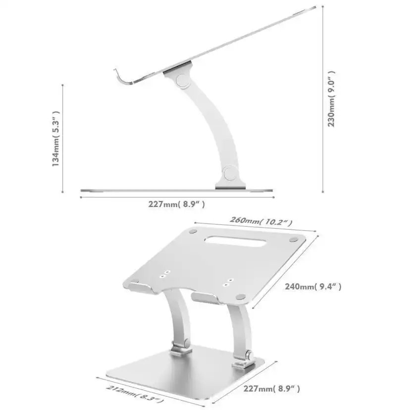 Laptopställ Desire2 Dual Pivot Riser Justerbar Aluminium