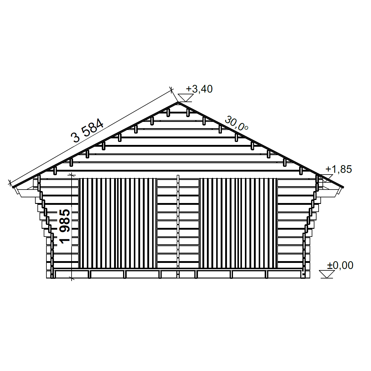 Timmerförråd LP Garden R-XXL (25m²) Med Springor