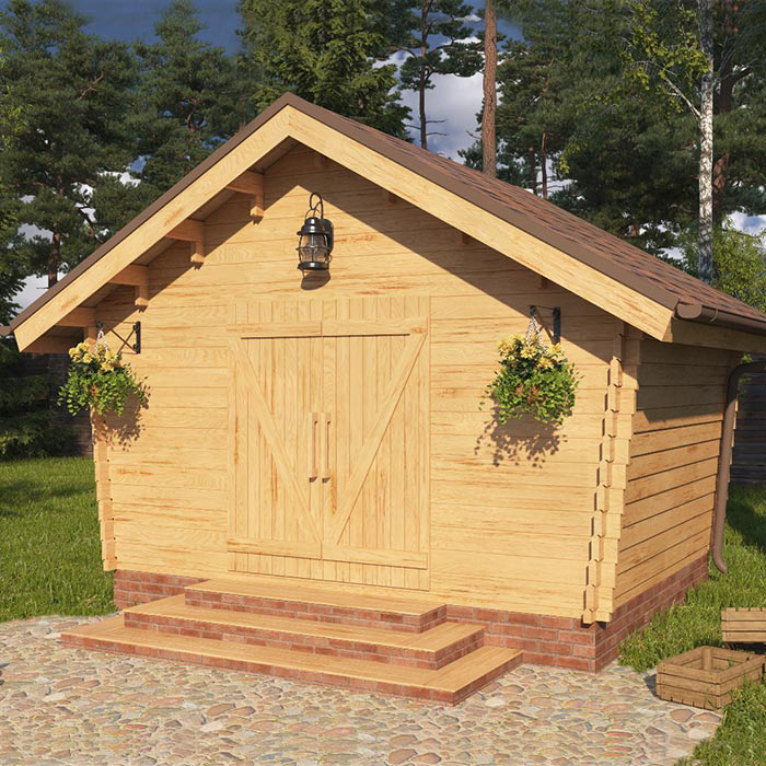 Timmerförråd LP Garden U-M (10m²) Lutande Tät Vägg
