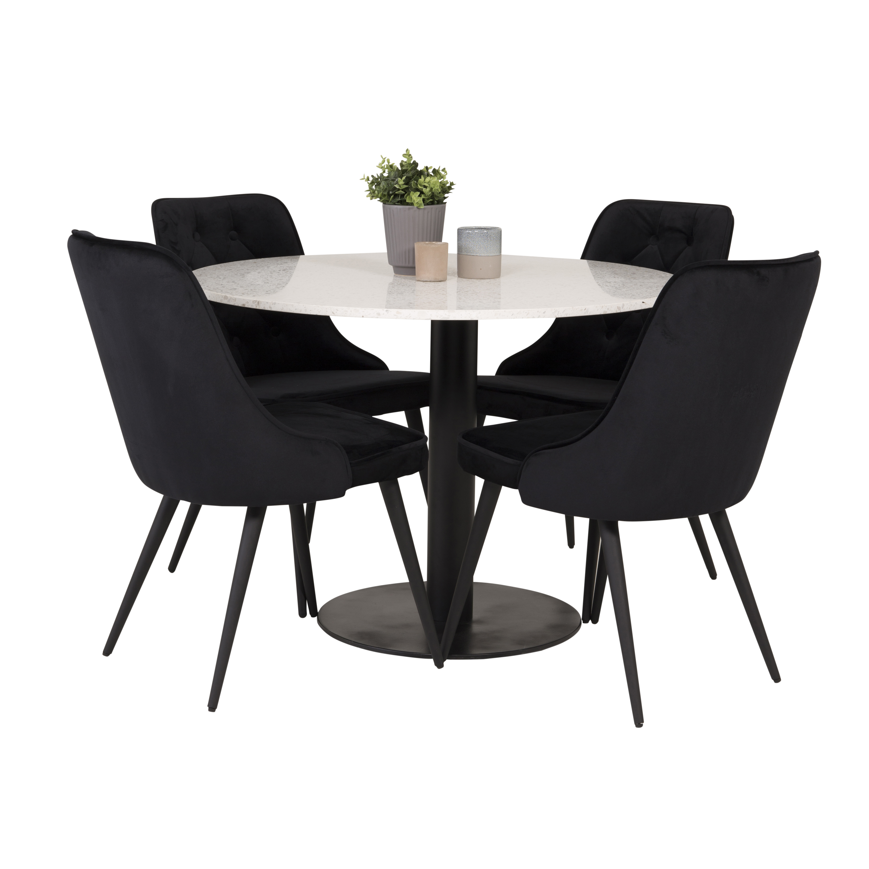 Matgrupp Venture Home Roxanna Vit Bord med 4 Vera Stolar Sammet