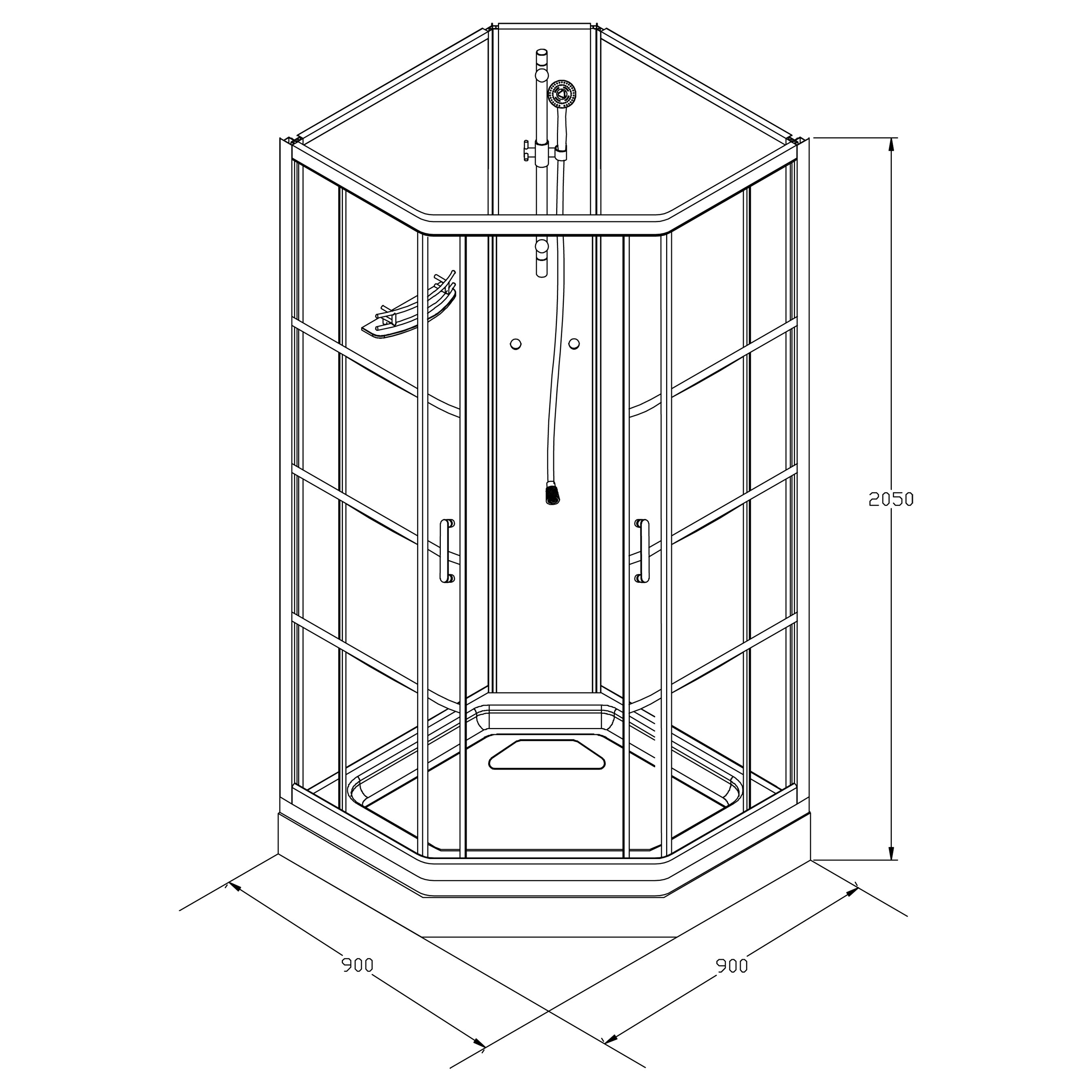 Duschkabin Bathlife Betrakta 90x90 Elegant A/W Klarglas