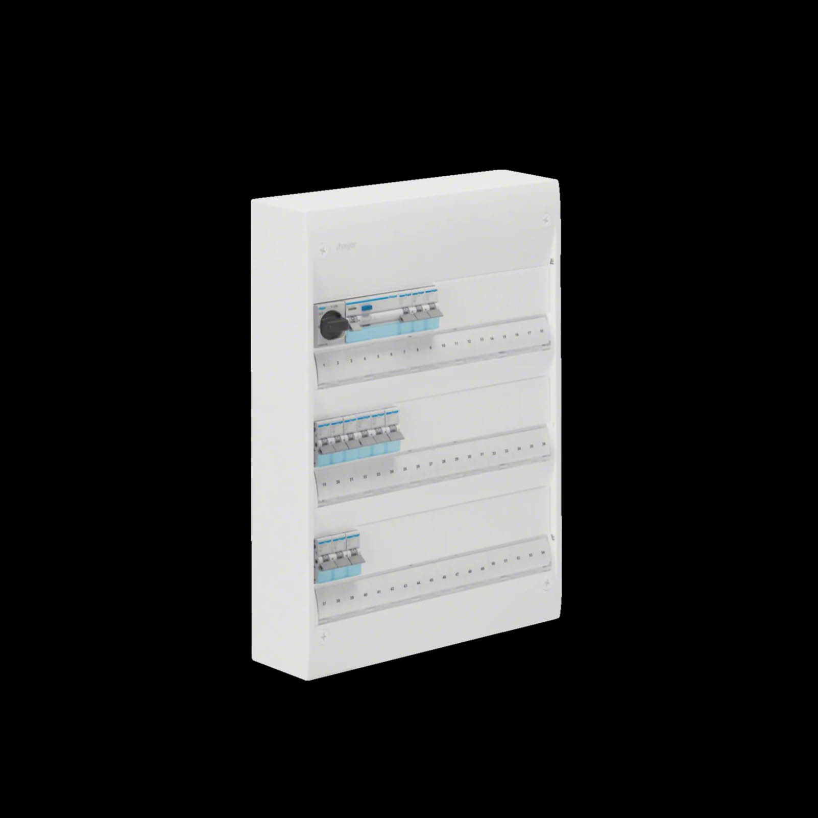 Plastkapsling Hager Gamma Förmonterad Bestyckad med HB, JFB, DVB