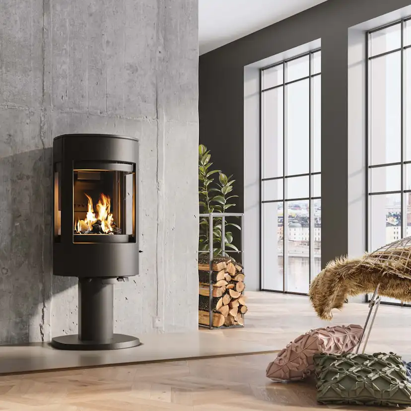 Vedkamin på Pelare Dovre Astro 4 Svart - Modern Braskamin