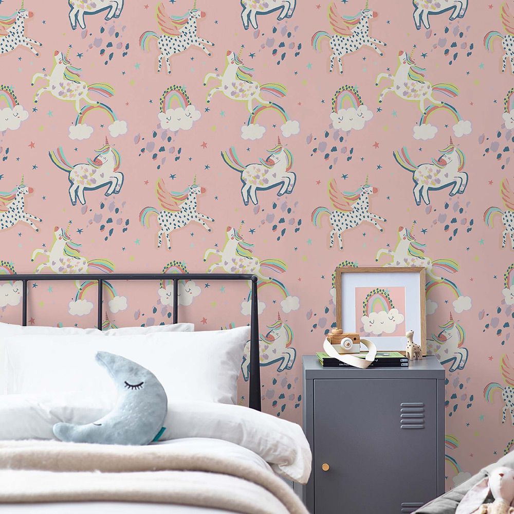 Barntapet NEXT Unicorn EasyUp 118328, Mönstrad Rosa