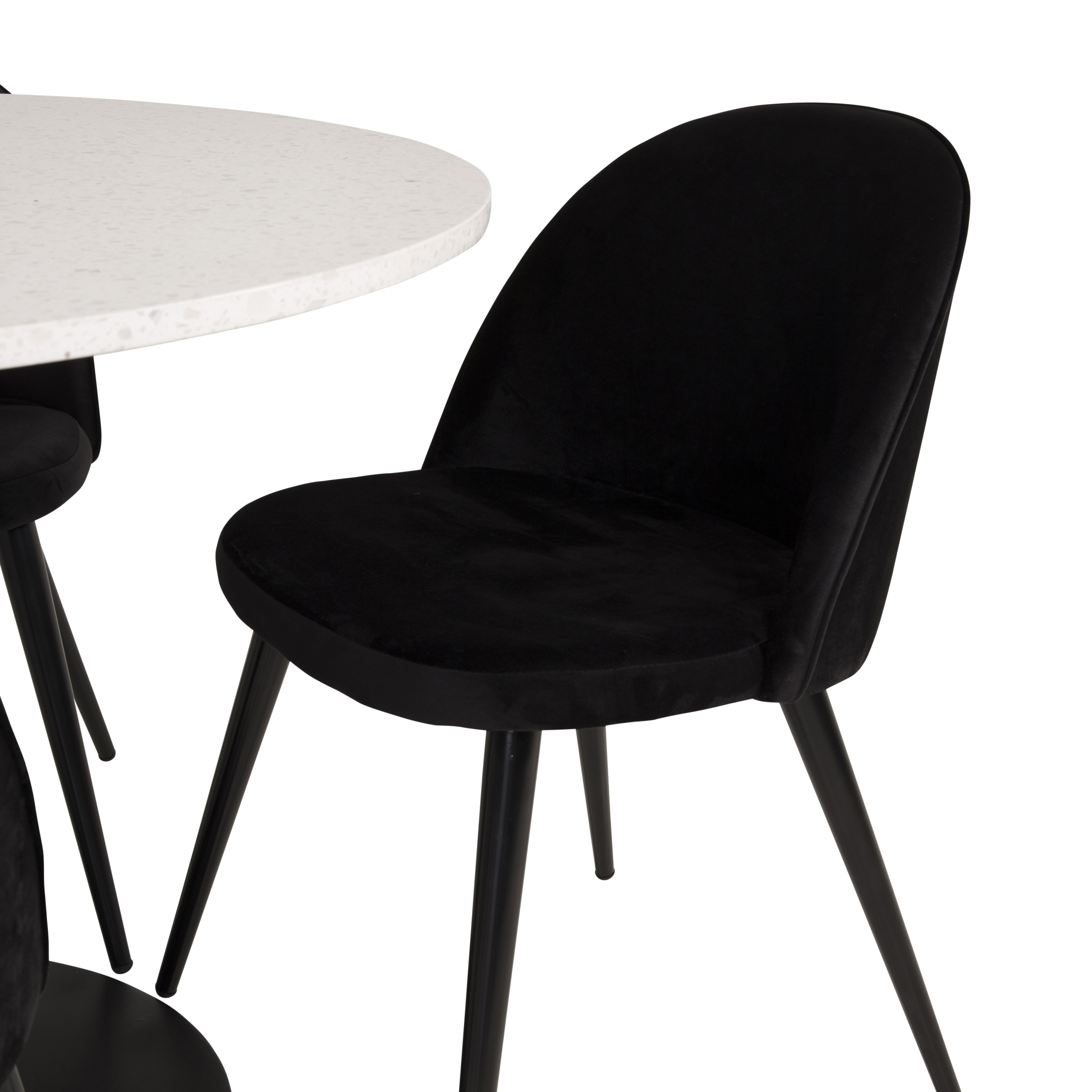 Matgrupp Venture Home Roxanna Vit Bord med 4 Valentina Stolar Sammet
