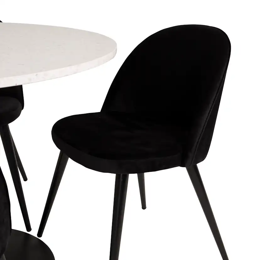 Matgrupp Venture Home Roxanna Vit Bord med 4 Valentina Stolar Sammet