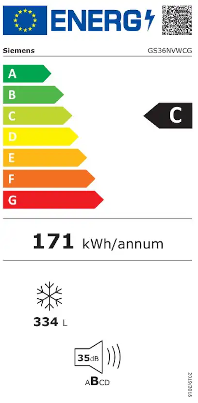 Fristående Frysskåp Siemens GS36NVWCG iQ300 Vit