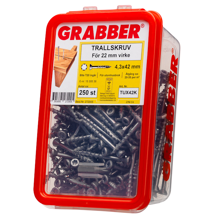 TRALLSKRUV 4,3 X 42 C4 2100 ST Trallskruv Grabber TUX C4, 4,3 X 42
