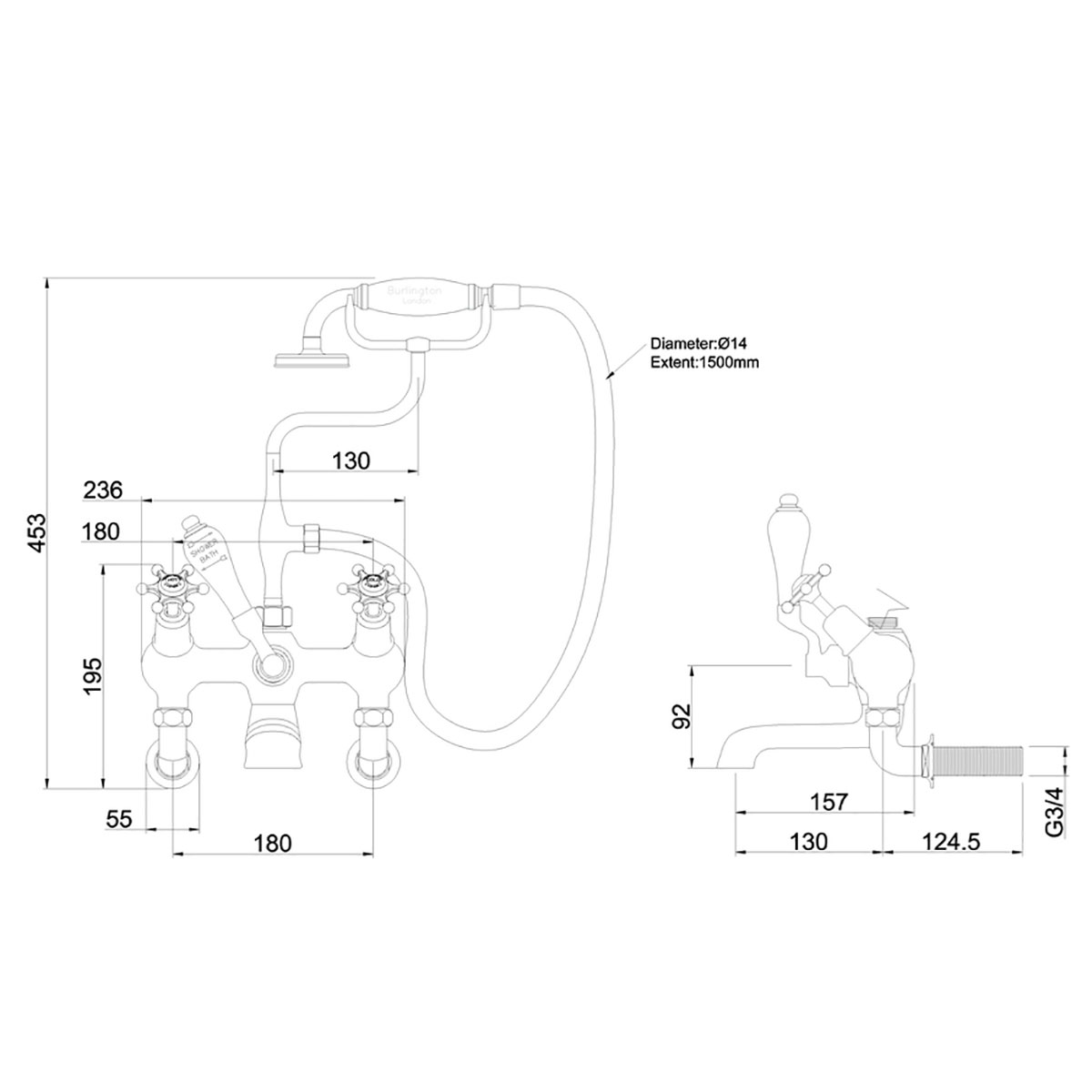 Dusch- och Badkarsblandare Burlington CL21 Birkenhead