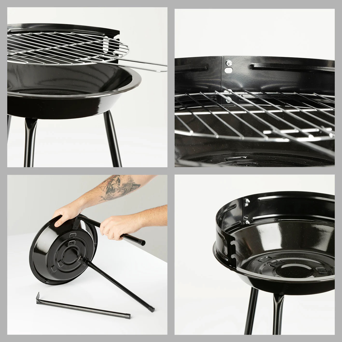 Kolgrill Landmann Picnic BBQ Portabel Grill, Justerbar Höjd & Vindskydd