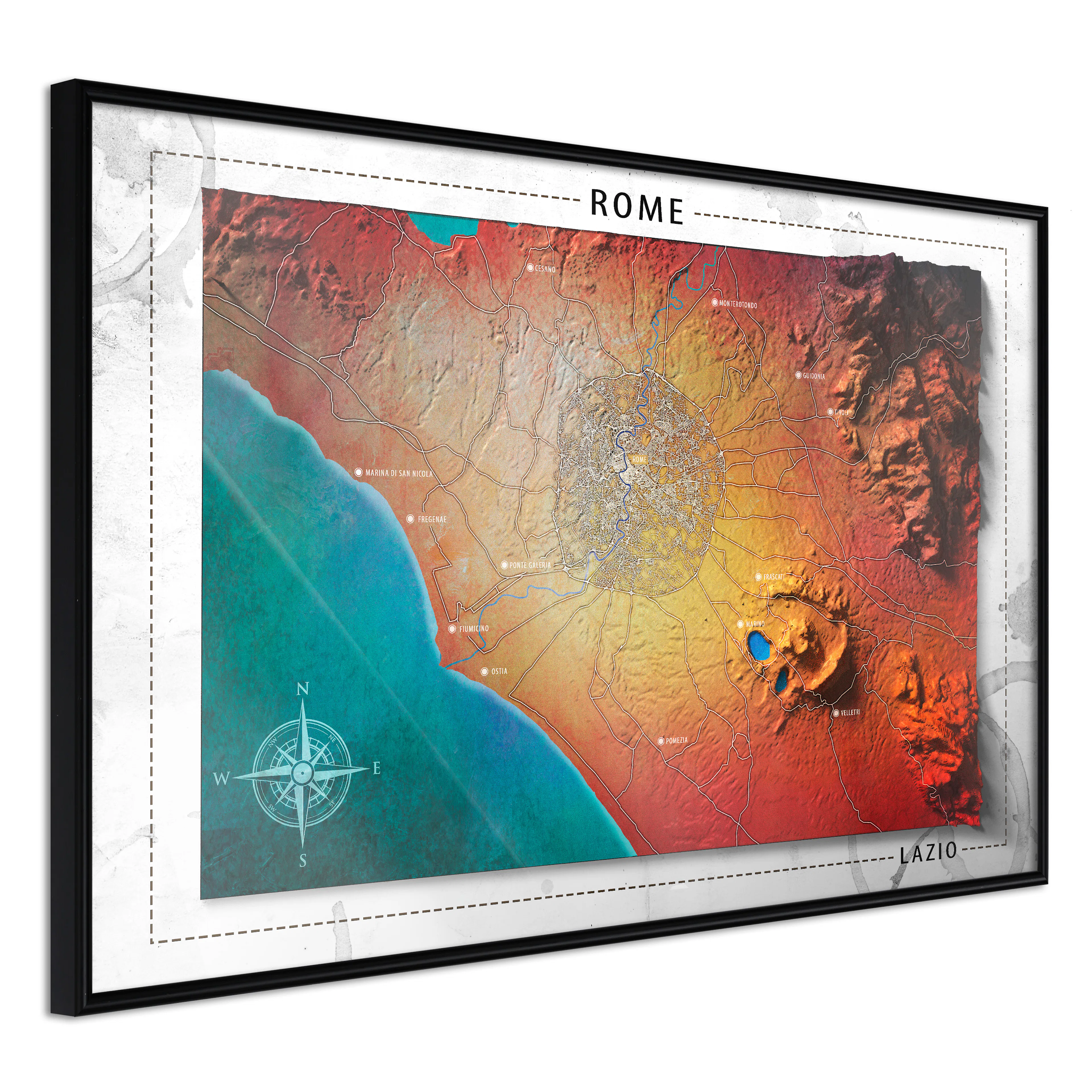 Affisch - Isometric Map: Rome [Poster] 30x20 Svart ram, 30x20 cm