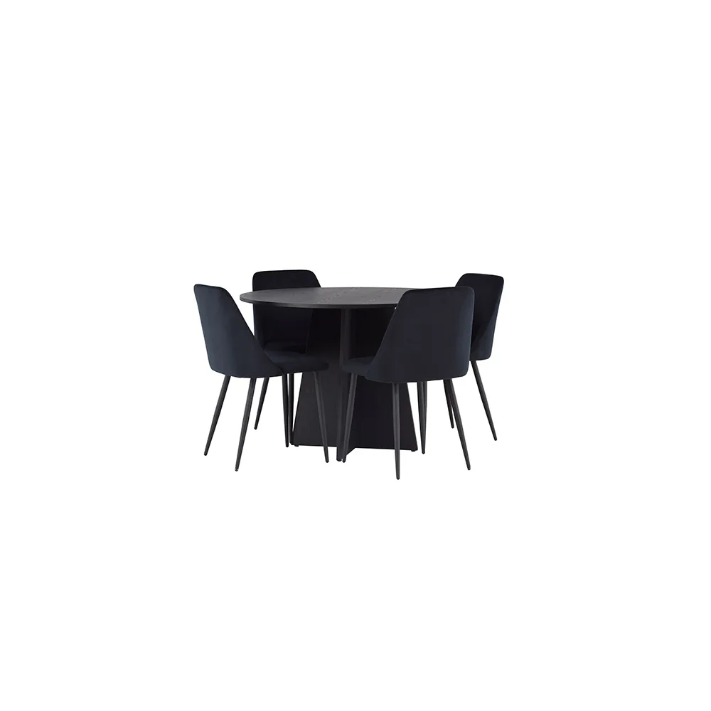Matgrupp Venture Home Bootcut Ø110 cm med 4 st Night stolar Svart