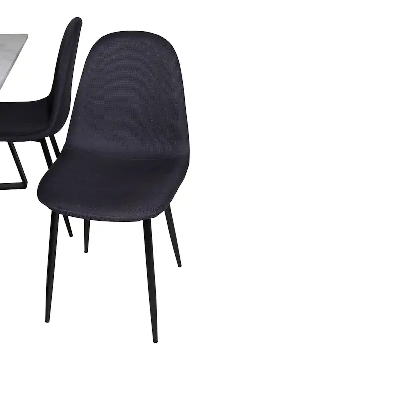 Estelle Table White / Black+Polar Chair - - Black Fabric_4 Vit/Svart
