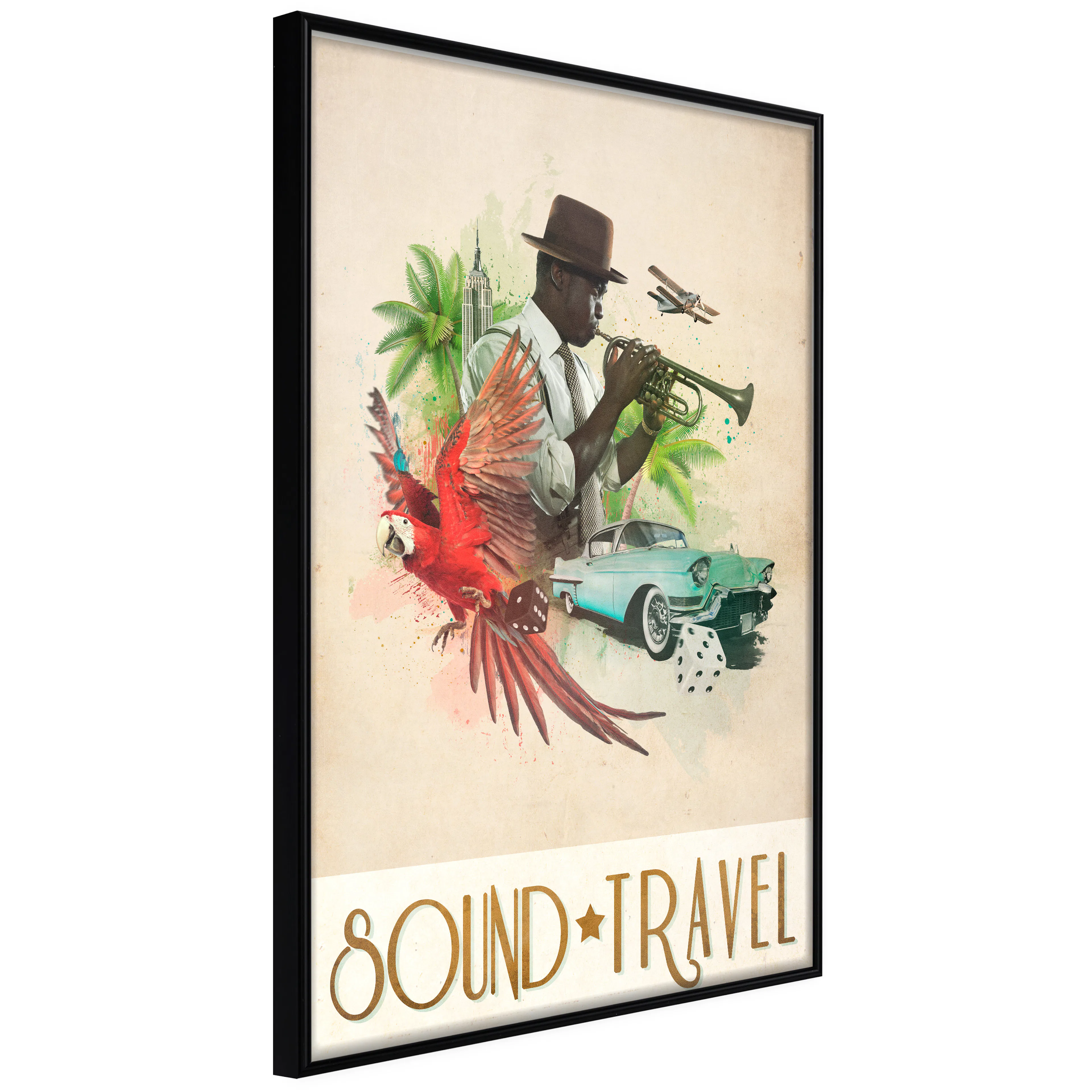 Affisch - Sound Travel [Poster] 30x45 Svart ram, 30x45 cm