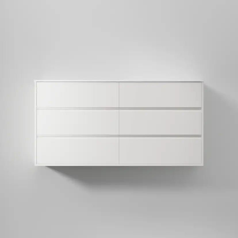 Kommod Terra Grip 140 D, Pure White, 6 Lådor Färg: Pure White, Bredd: 1400 mm