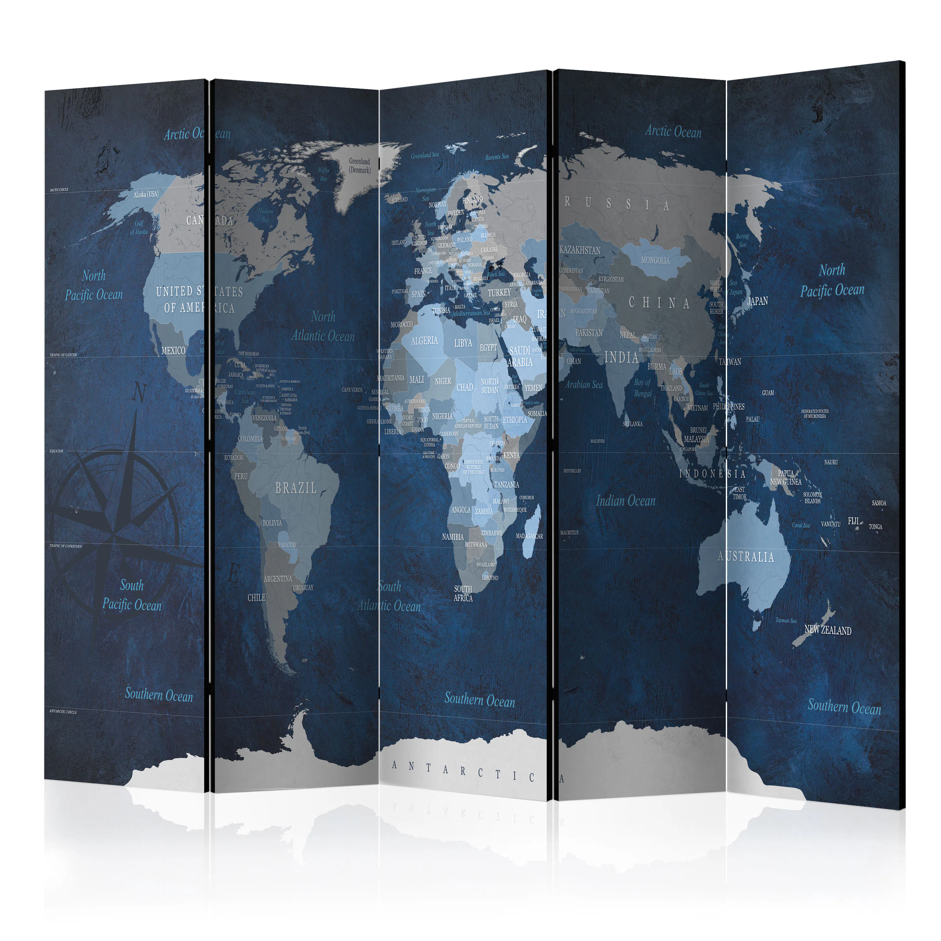 Rumsavdelare Skärmvägg Arkiio Dark Blue World 225x172 cm