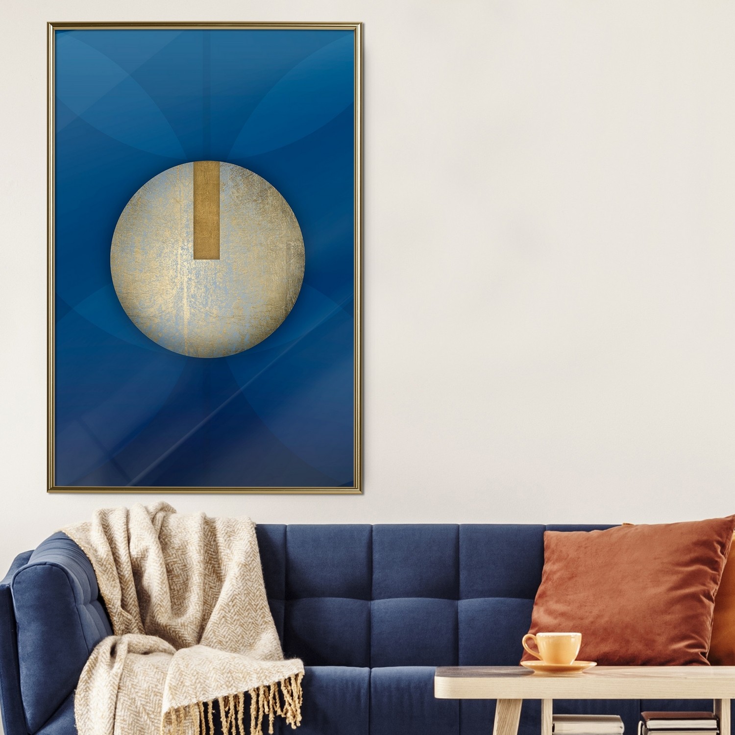 Affisch - Indigo Abstraction [Poster] 30x45 Guld ram, 30x45 cm