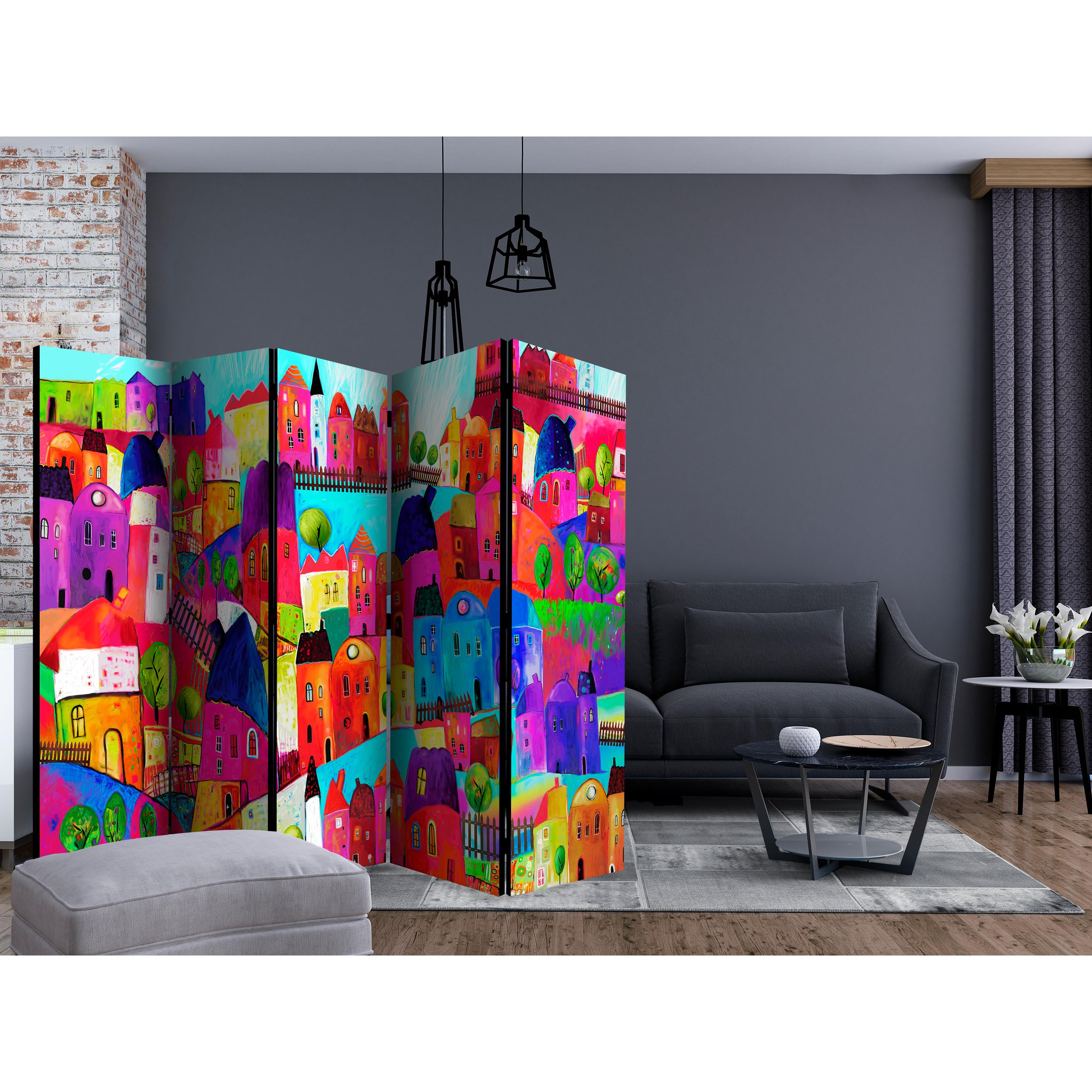 Rumsavdelare Skärmvägg Arkiio Rainbow-hued Town II 225x172 cm