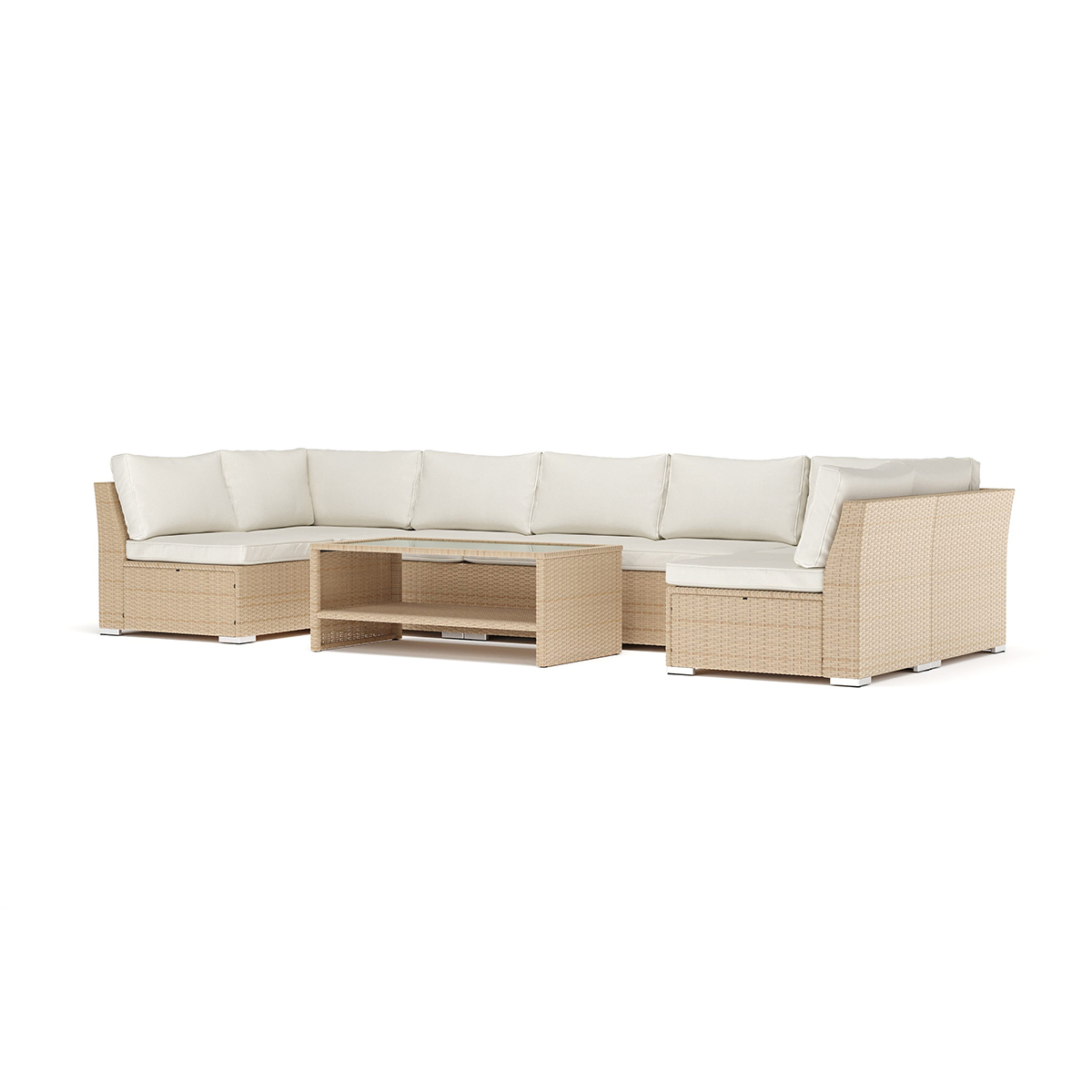 Loungesoffa Comfort Garden Wisconsin utomhus U-soffa 7-sits med öppet avslut