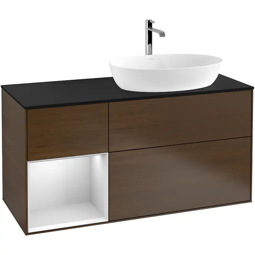 Tvättställsskåp Villeroy & Boch Finion med 3 Lådor Hylla och Bänkskiva för Ocentrerat Tvättställ från Artis & Collaro