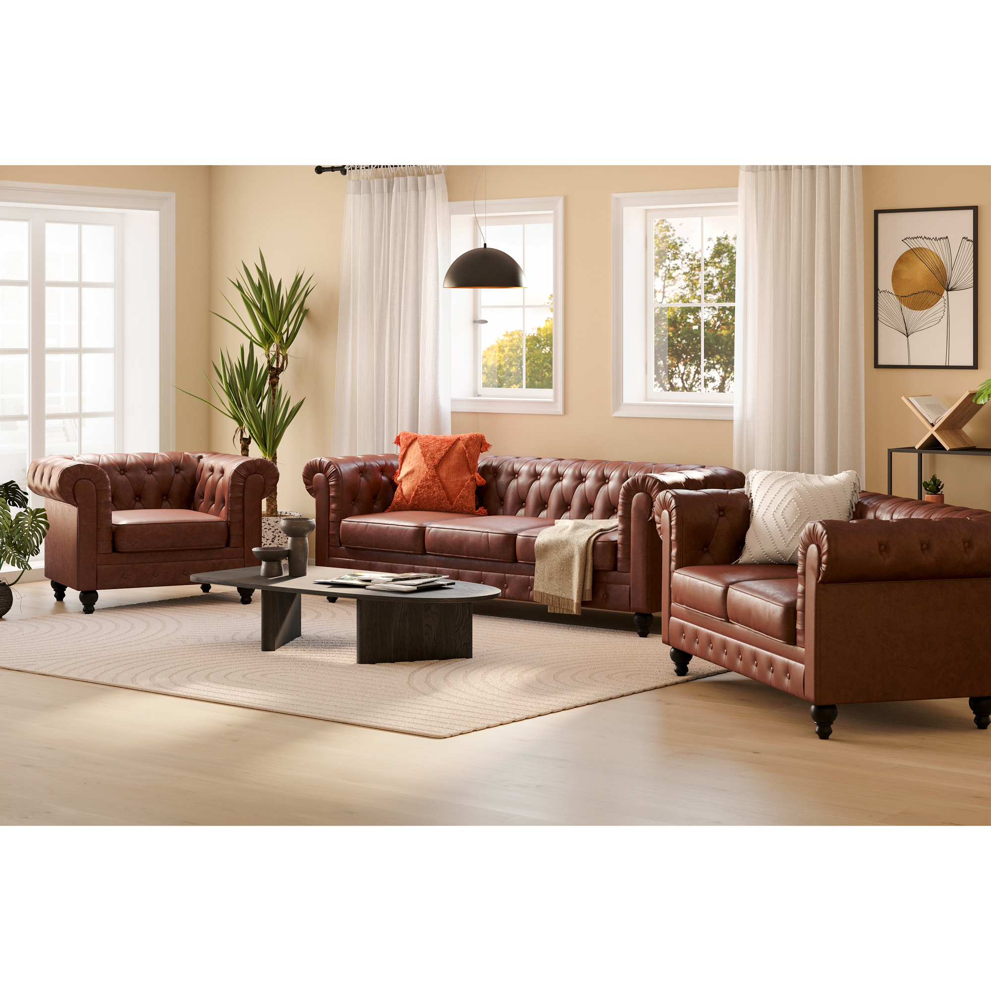 Soffgrupp Manor House Chesterfield Lyx 3-sits och 2-sits inkl Fåtölj