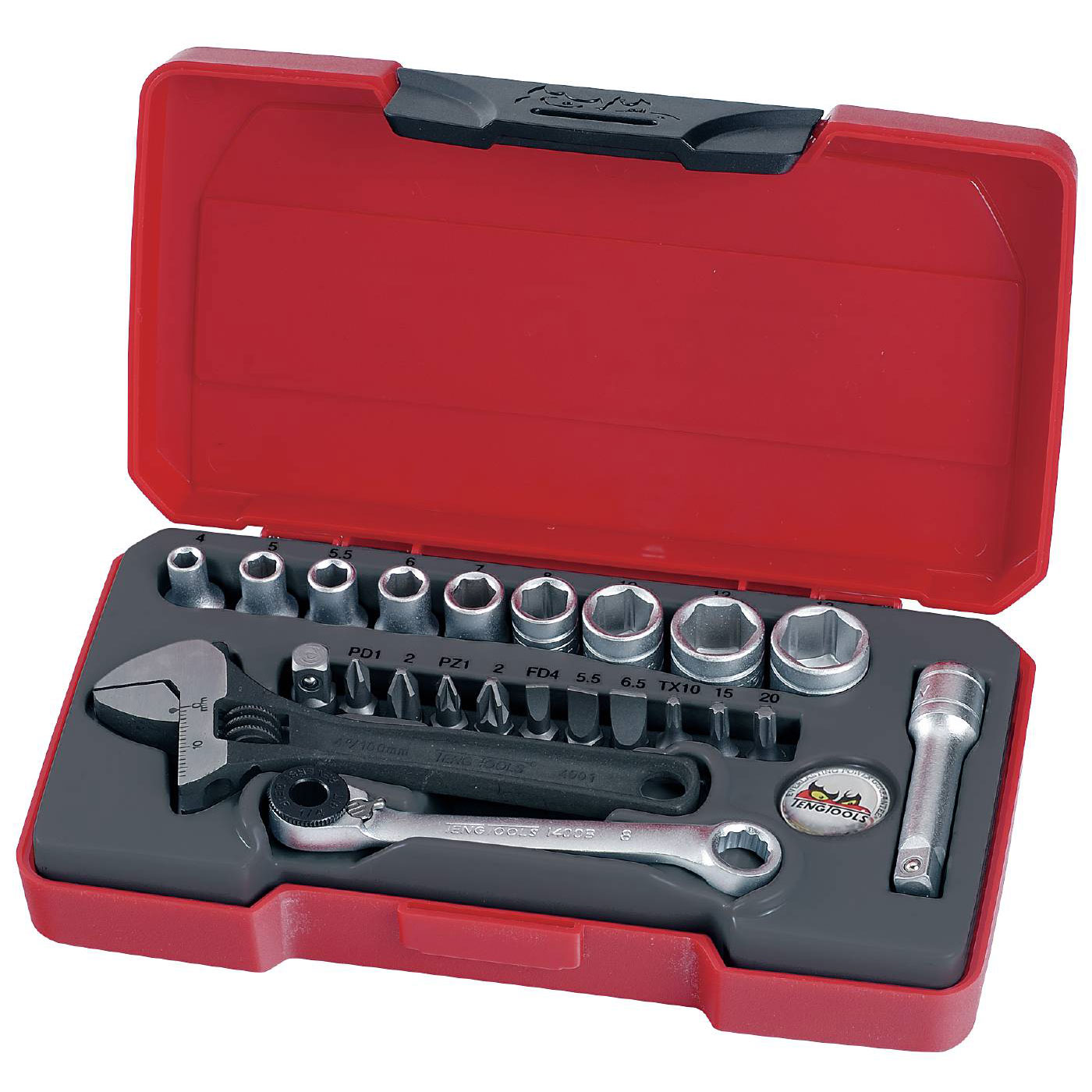 Hylsnyckelsats med 1/4 tum fyrkantsfäste Teng Tools T1423