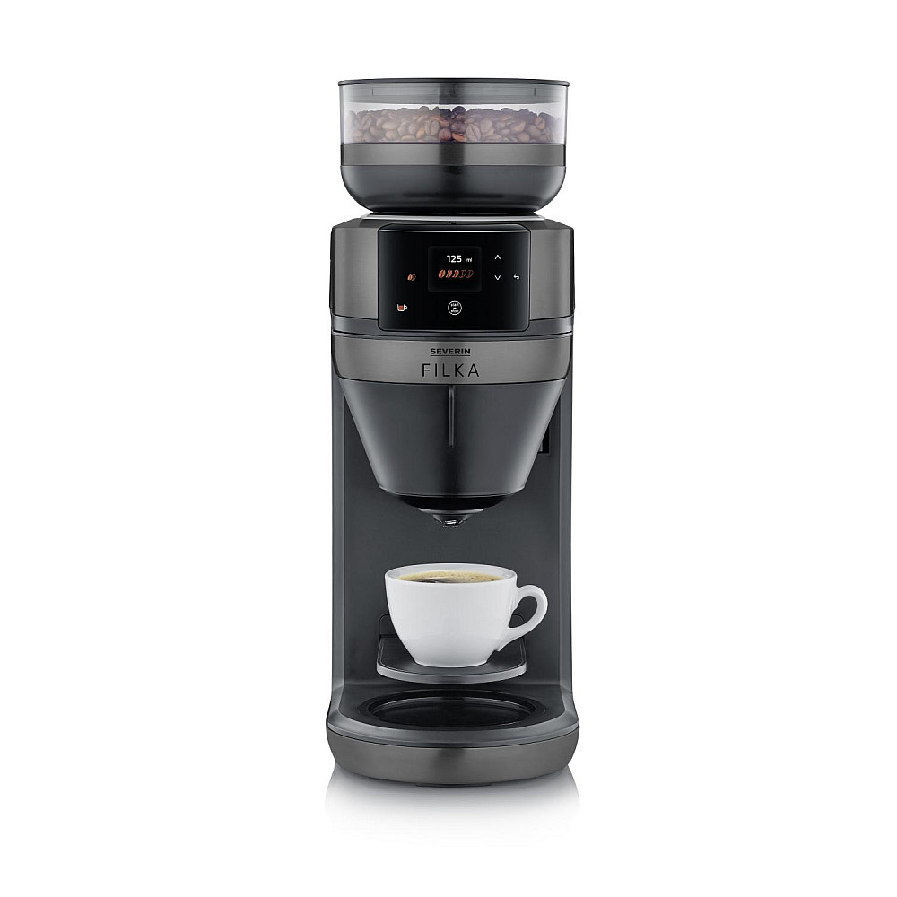 Helautomatisk filterkaffebryggare Severin FILKA 2.0 med termoskanna KA 4855 Dark Inox