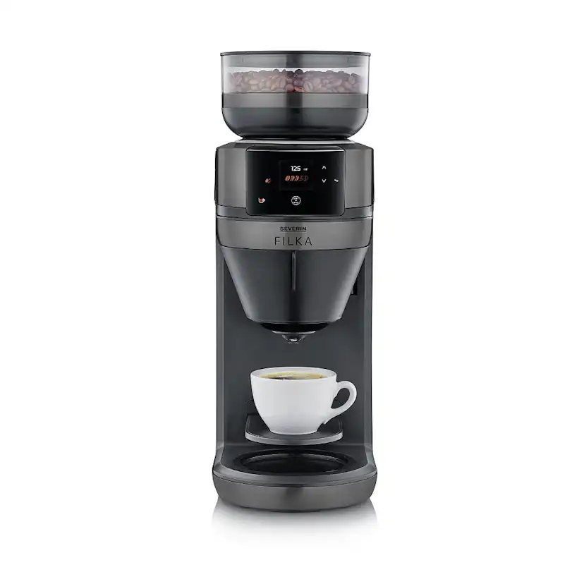 Helautomatisk filterkaffebryggare Severin FILKA 2.0 med termoskanna KA 4855 Dark Inox