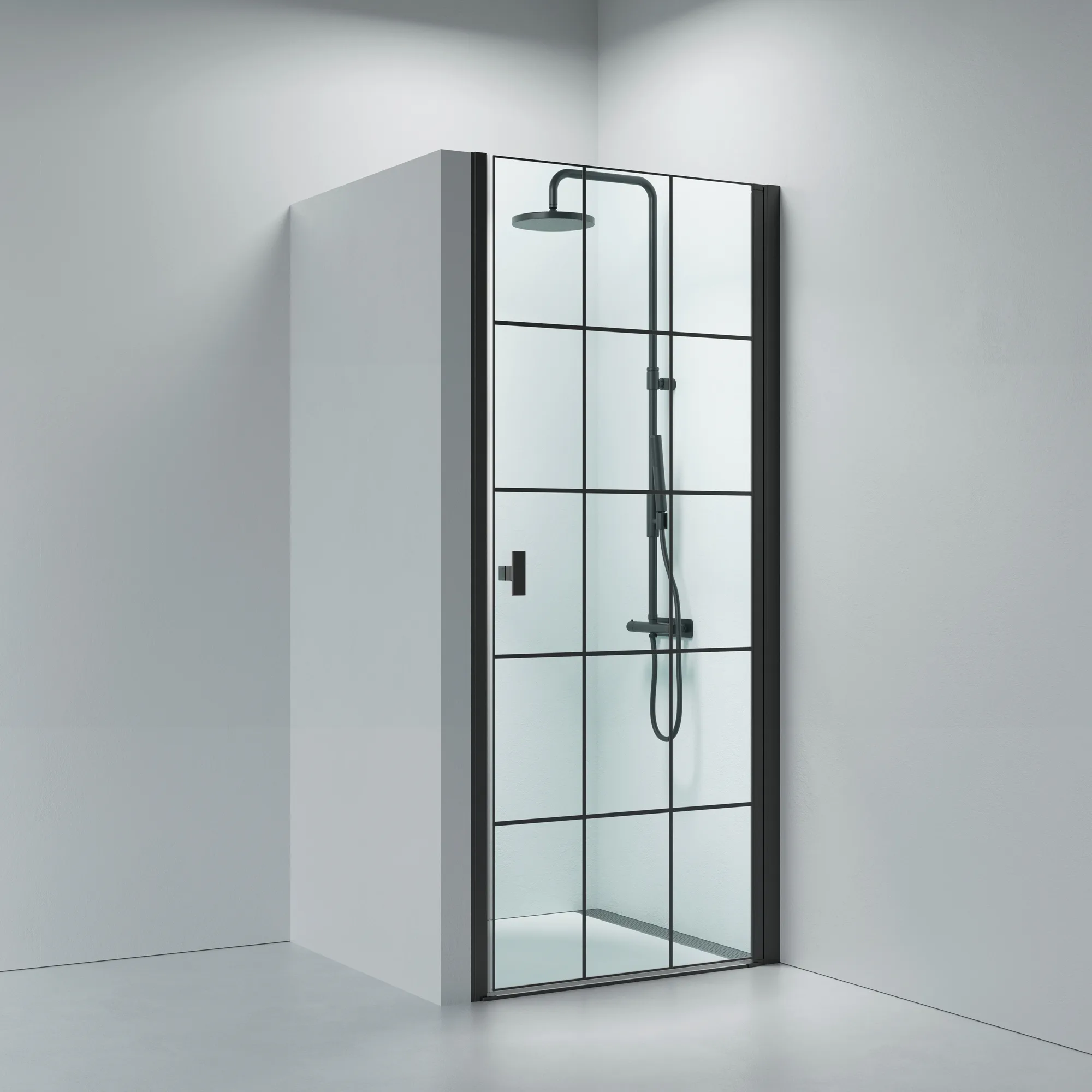 Noma 20 svängdörr höger 900 mm 6 mm glas med matt svart prof Bredd: 900 mm, Mattsvart, Höger