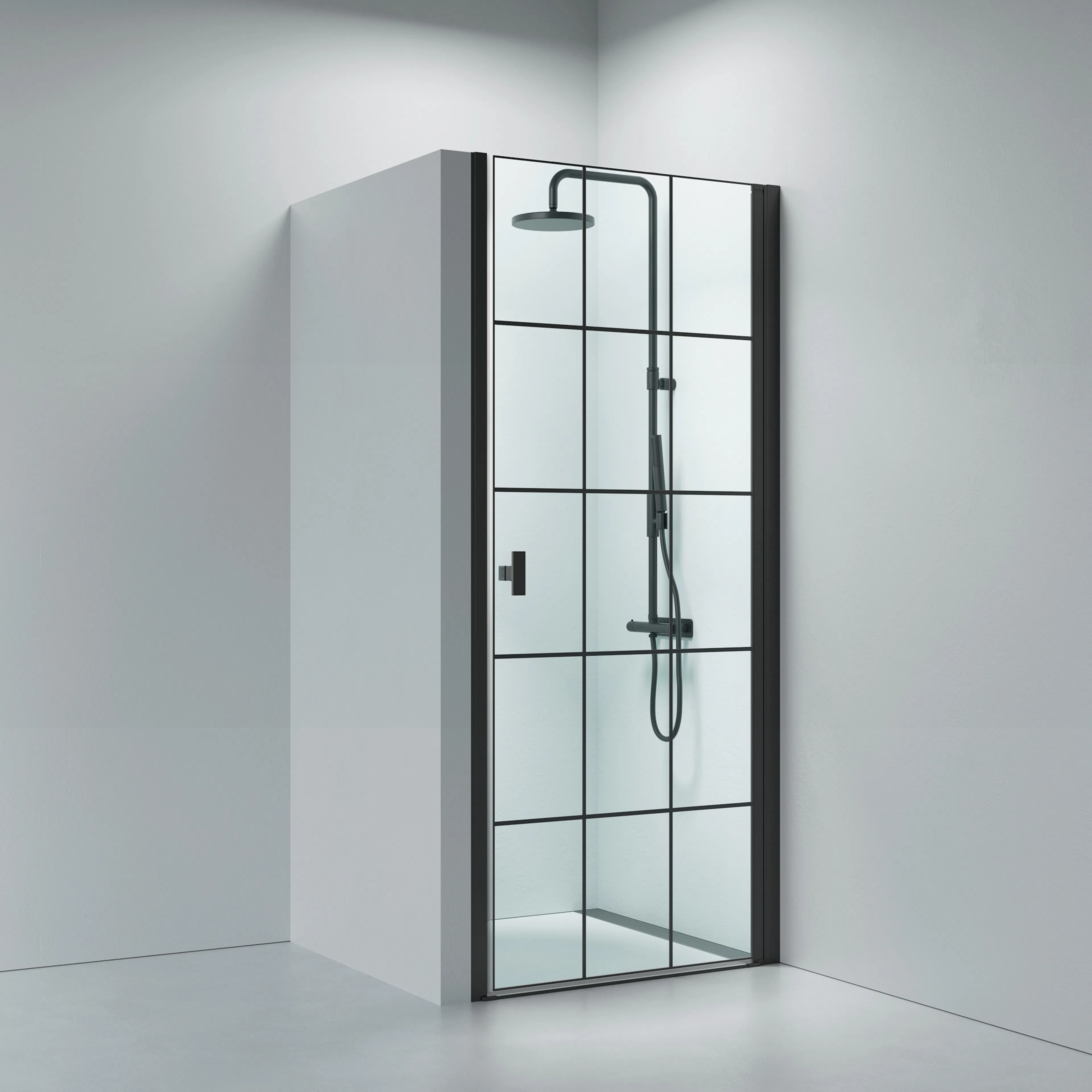 Noma 20 svängdörr höger 900 mm 6 mm glas med matt svart prof Bredd: 900 mm, Mattsvart, Höger