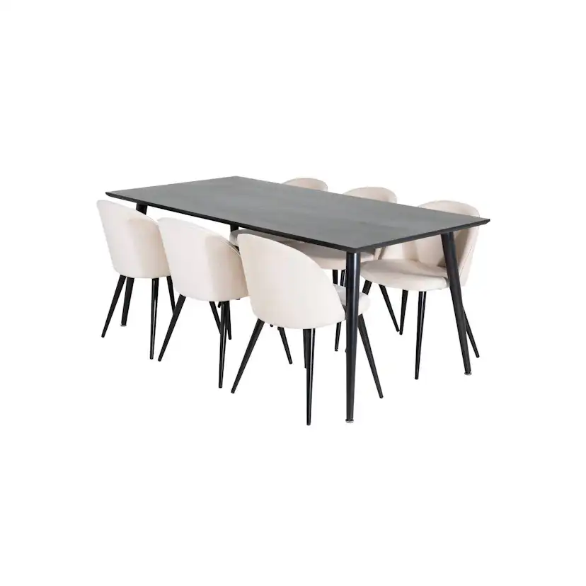Matgrupp Basic Home Balisa Rektangulärt Matbord 180 cm med 6 Valeri Matstol