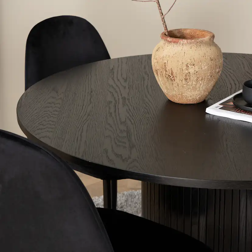 Matgrupp Venture Home Bianca Rund Svart med 4 Pobbie Stolar