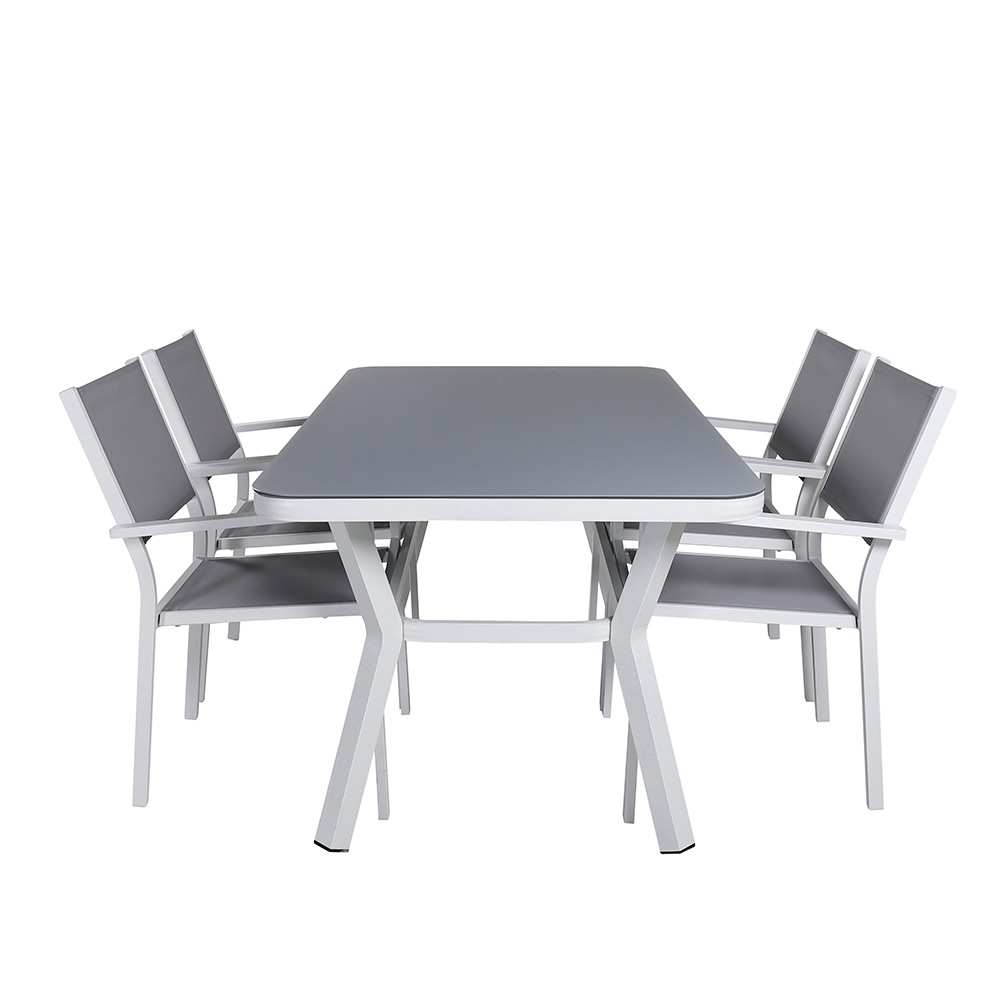 Matgrupp Venture Home Vyn Vit med 4 Curz Stapelbara Matstolar