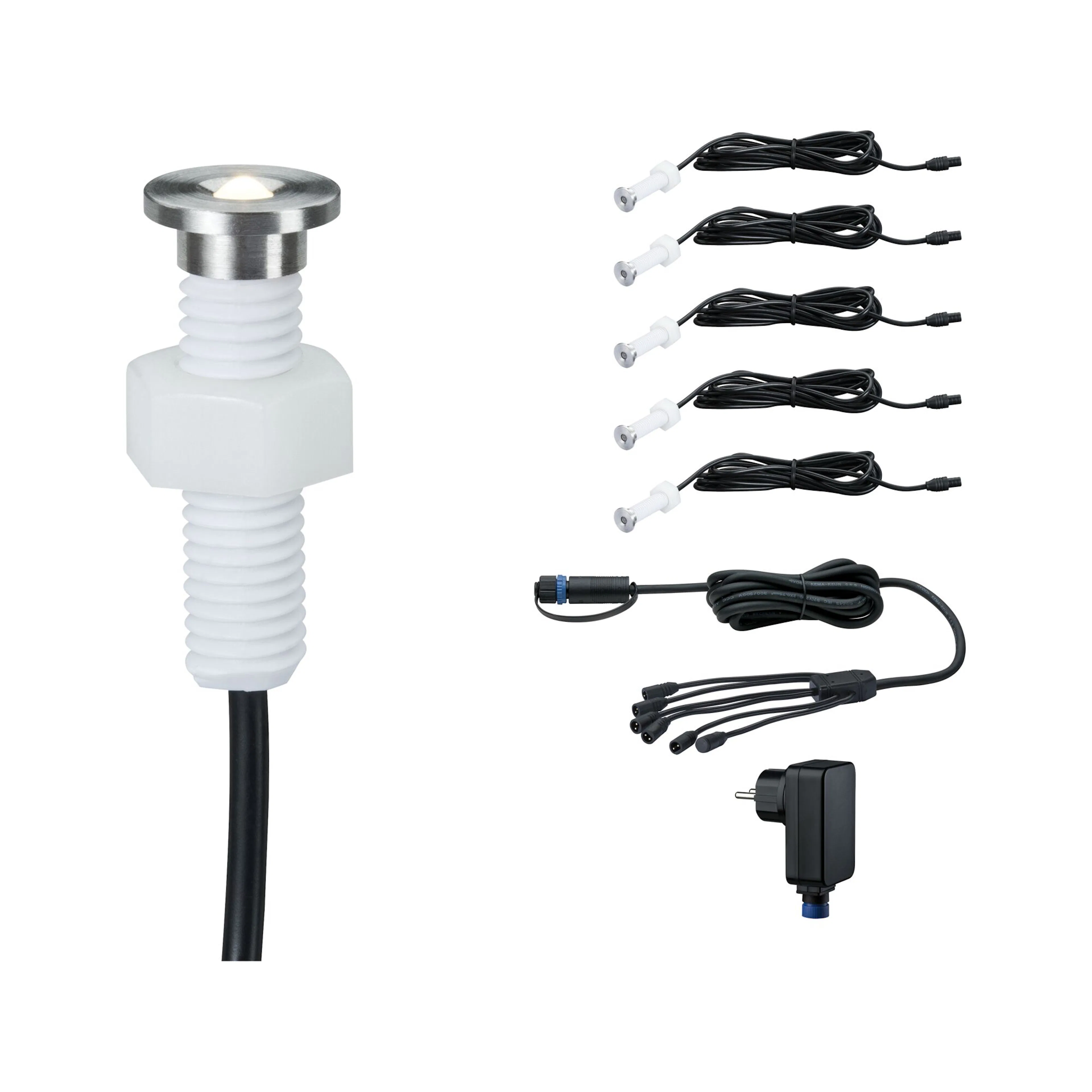 LED Infälld Markbelysning Paulmann Plug & Shine MicroPenII IP67 24V 5-pack med Kabel & Transformator