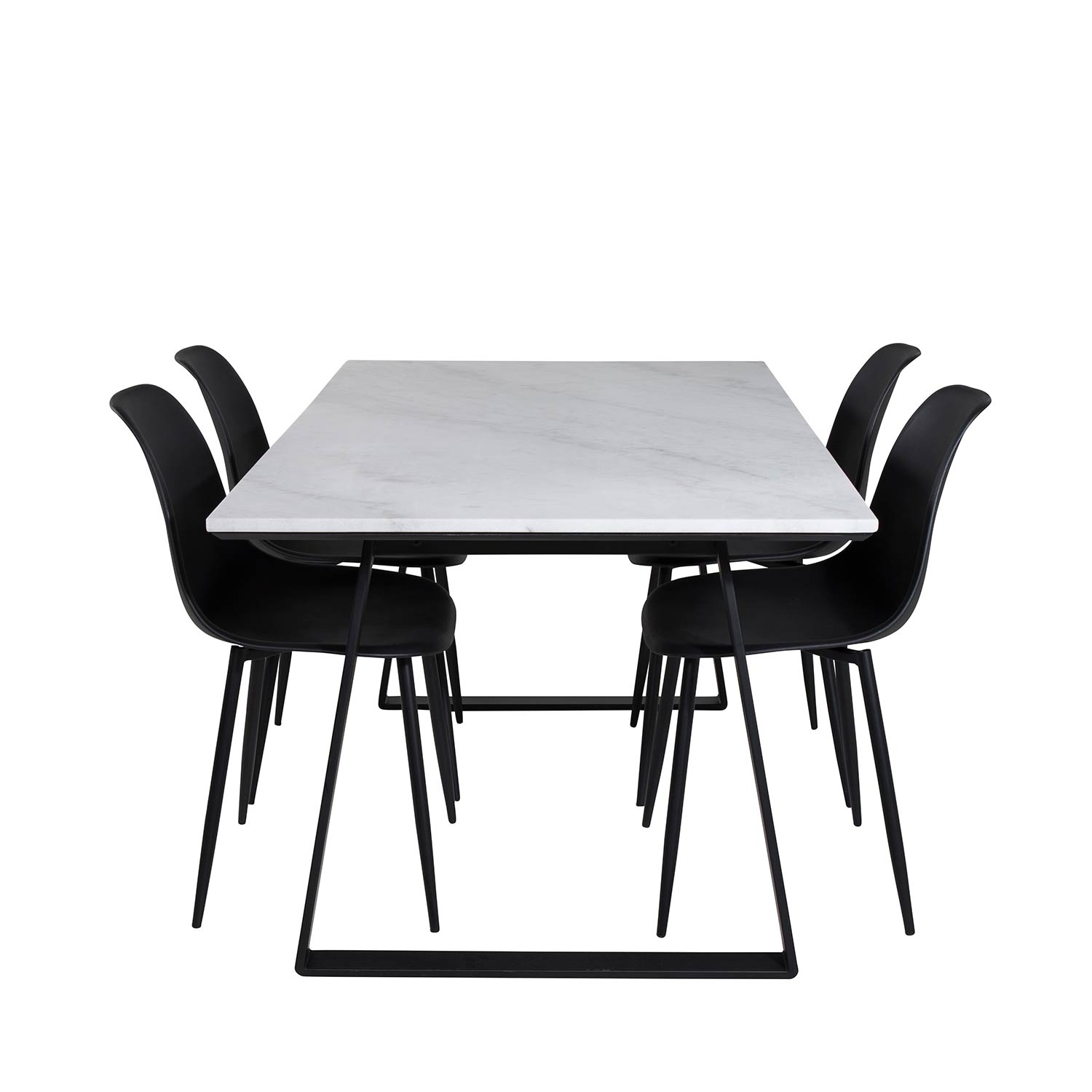 Estelle Table White / Black+Polar Chair - / Black Plastic_4 Vit/Svart