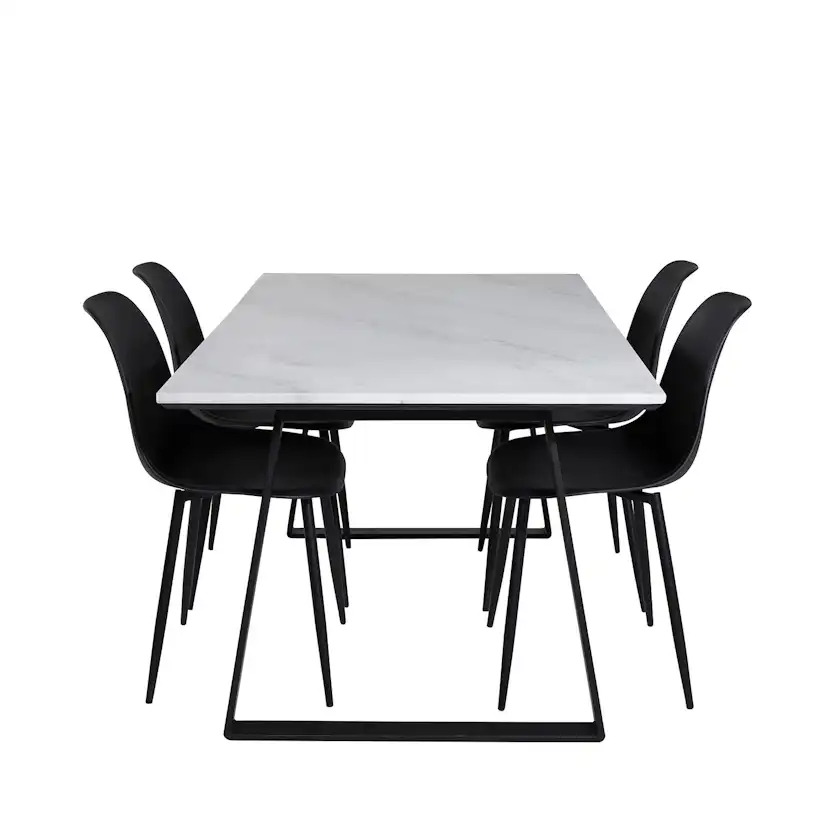 Estelle Table White / Black+Polar Chair - / Black Plastic_4 Vit/Svart