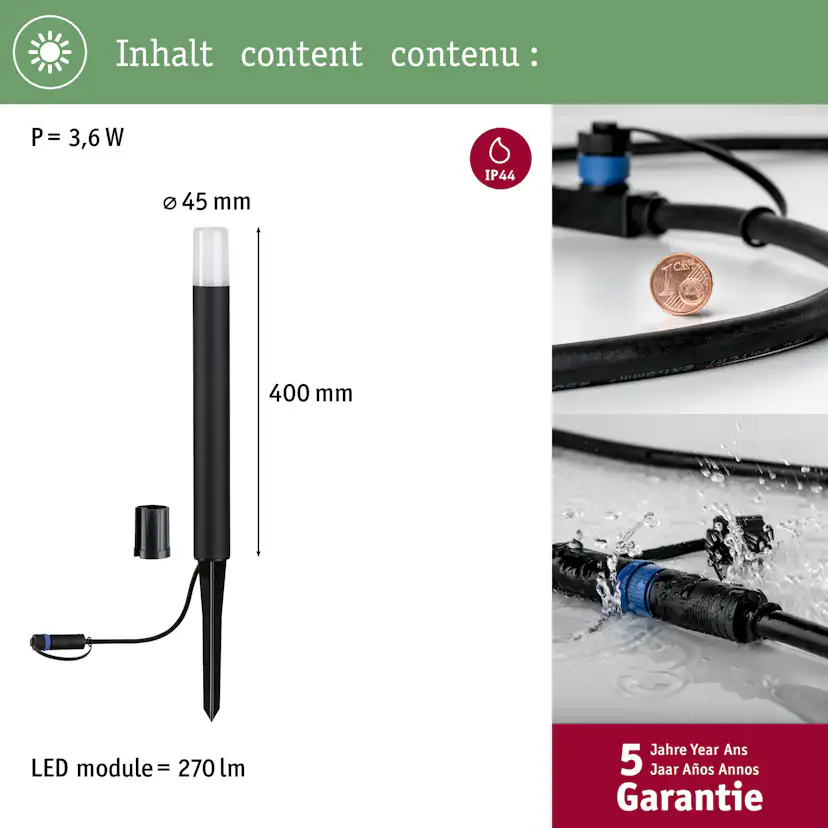 Pollare LED Paulmann Flarea Plug & Shine IP65 24V Höjd: 400 mm