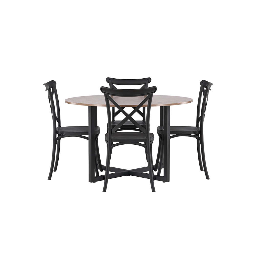 Matgrupp Venture Home Durango Ø 120 cm med 4 Crosett Stolar