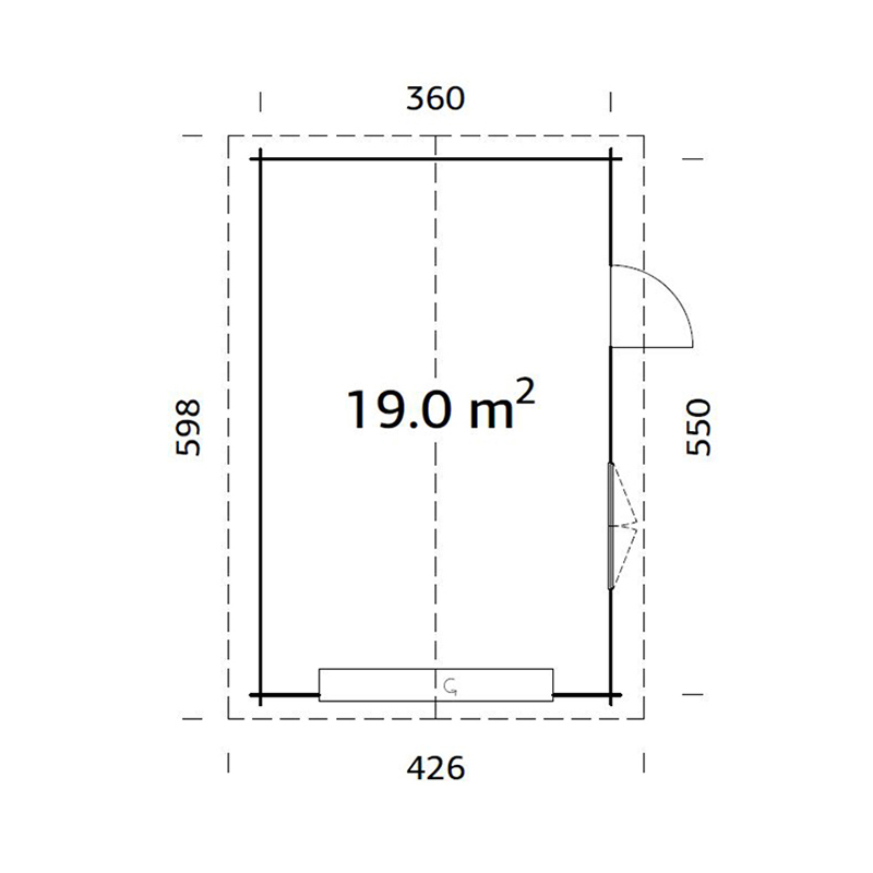 Garage Roger 19,0 m2 med Takskjutport Obehandlad