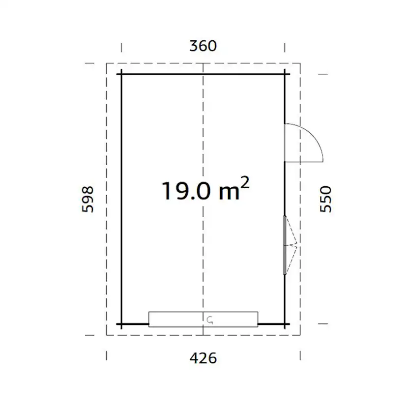 Garage Roger 19,0 m2 med Takskjutport Obehandlad