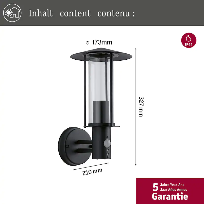Fasadbelysning Paulmann Classic IP44 230V Design: med Skymningsstyrd Rörelsedetektor