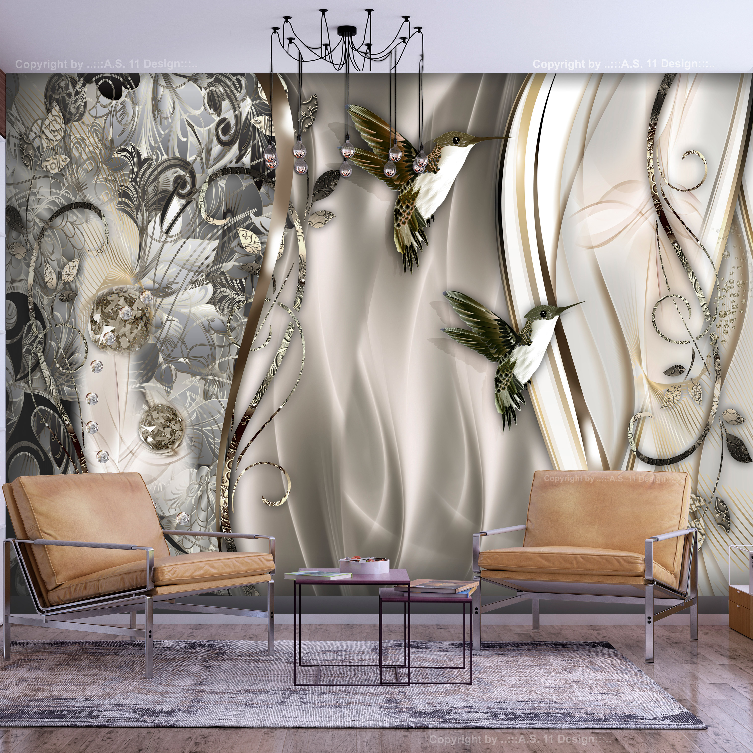 Fototapet Arkiio Hummingbirds On The Wave Brown