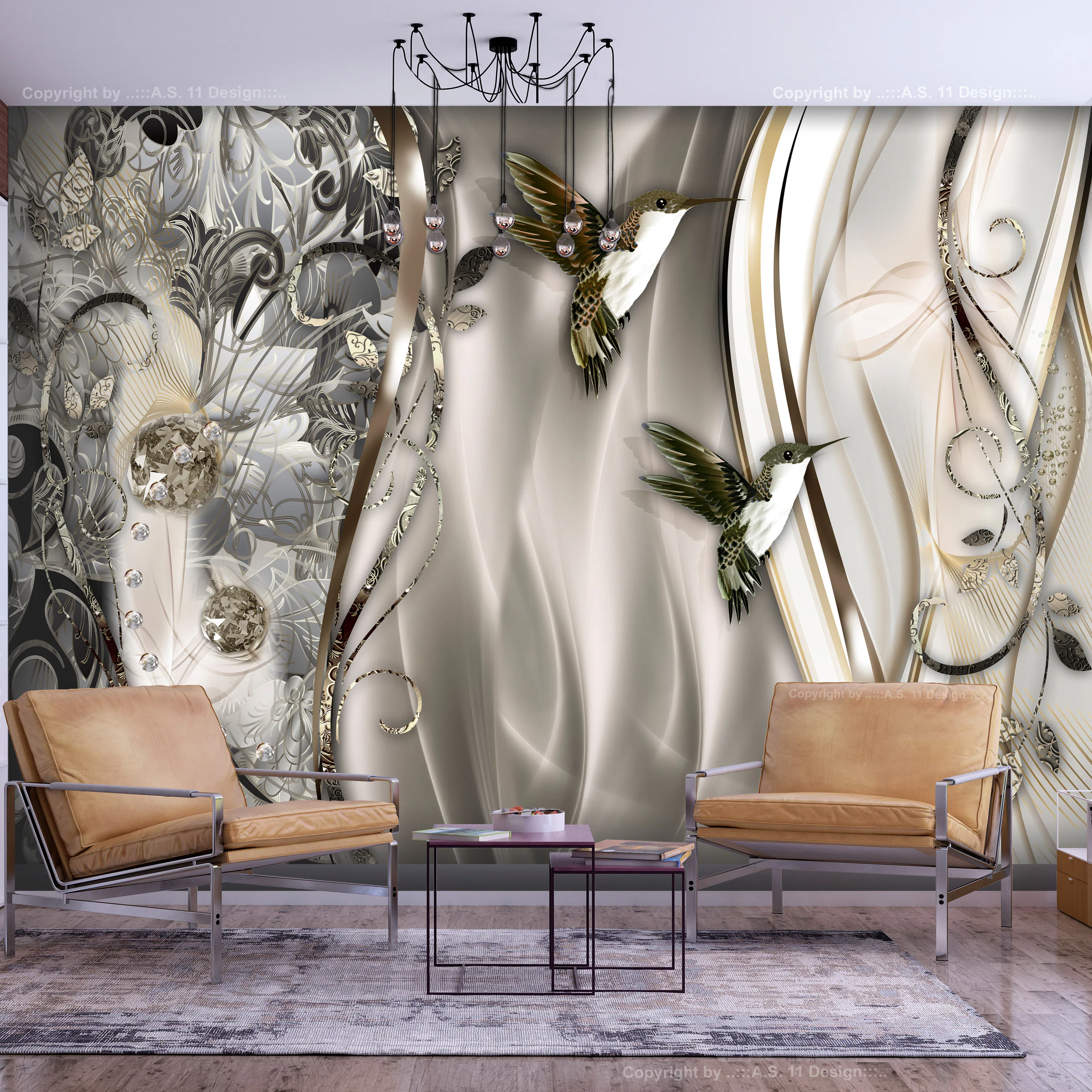 Fototapet Arkiio Hummingbirds On The Wave Brown