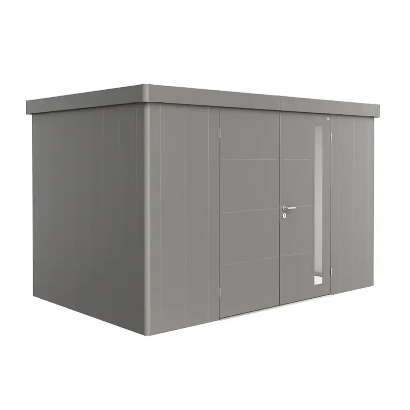 Trägård skjul Neo 2D med Dubbeldörr, metallic kvarts-grå Kvartsgrå