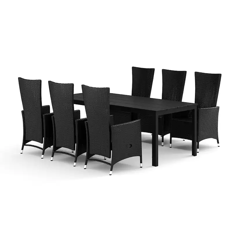 Trädgårdsgrupp Comfort Garden Tunis utomhus matgrupp 205x90 cm med 6 Jenny matstolar