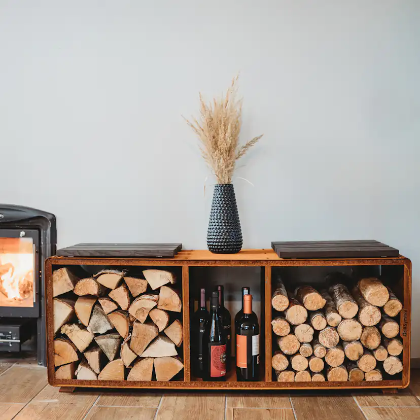 Vedförvaring GrillSymbol Cortenstål Enzo Rack L