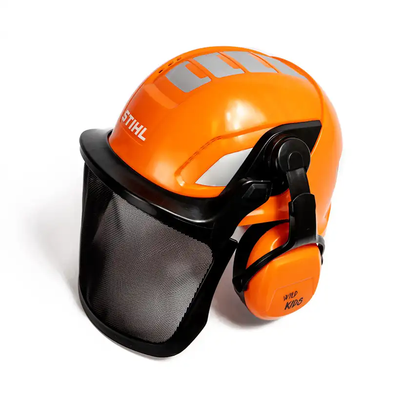 Leksakshjälm Stihl Orange Proffshjälm med Fällbara Hörselskydd för Barn