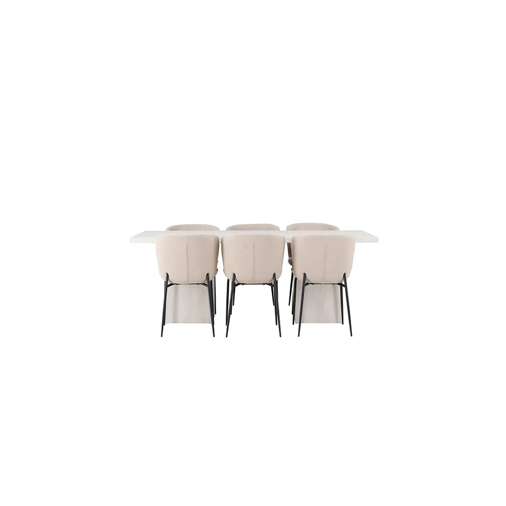 Matgrupp Venture Home Olga med 6 st Modesto stolar Beige